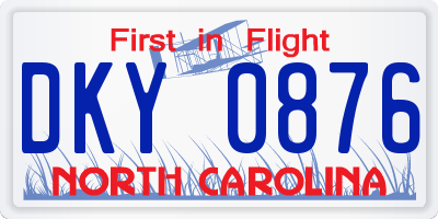 NC license plate DKY0876