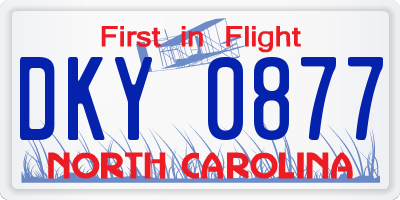 NC license plate DKY0877