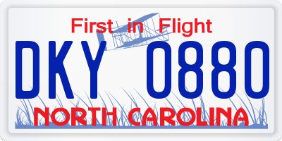 NC license plate DKY0880