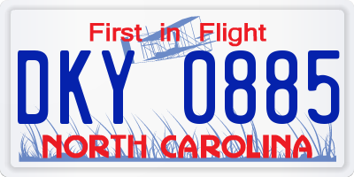 NC license plate DKY0885