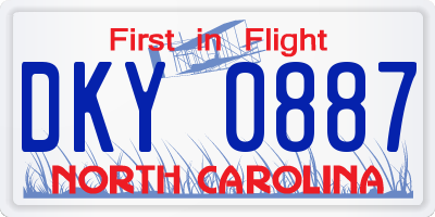 NC license plate DKY0887
