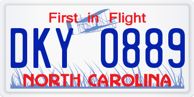 NC license plate DKY0889