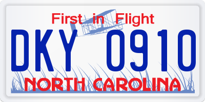 NC license plate DKY0910