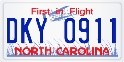 NC license plate DKY0911