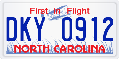 NC license plate DKY0912