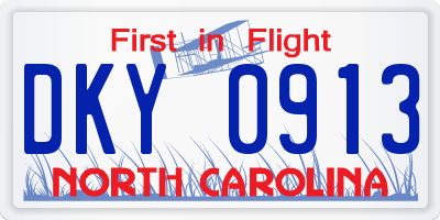 NC license plate DKY0913
