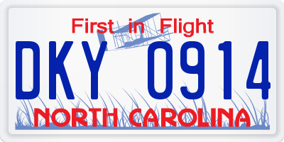 NC license plate DKY0914