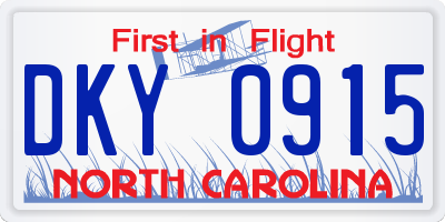 NC license plate DKY0915