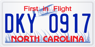 NC license plate DKY0917