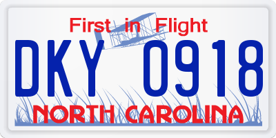NC license plate DKY0918