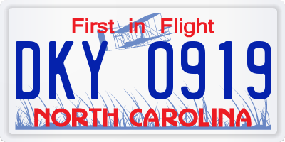 NC license plate DKY0919