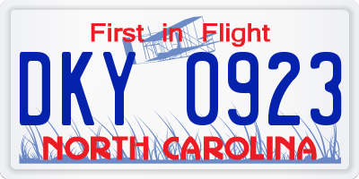 NC license plate DKY0923
