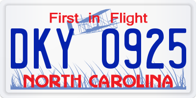NC license plate DKY0925