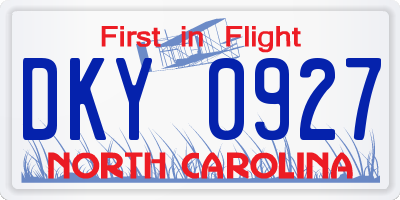 NC license plate DKY0927