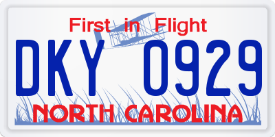 NC license plate DKY0929