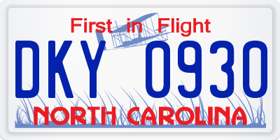 NC license plate DKY0930