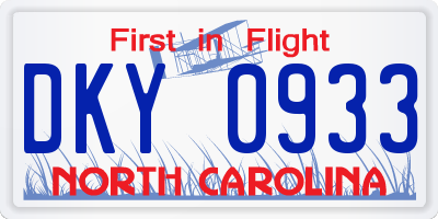 NC license plate DKY0933