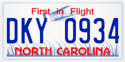 NC license plate DKY0934