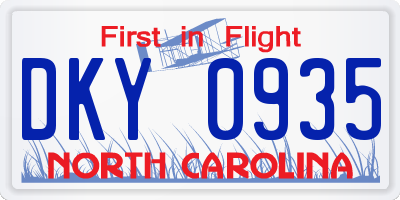NC license plate DKY0935