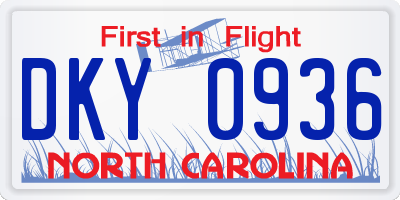 NC license plate DKY0936