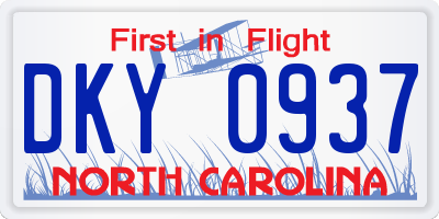 NC license plate DKY0937
