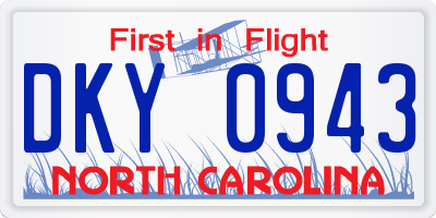 NC license plate DKY0943