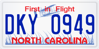 NC license plate DKY0949
