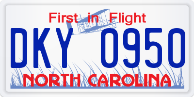NC license plate DKY0950