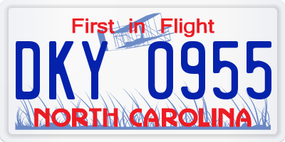 NC license plate DKY0955