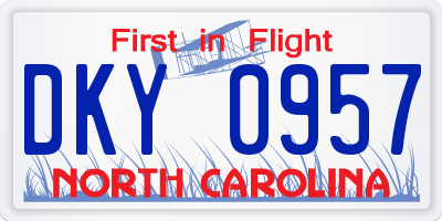 NC license plate DKY0957