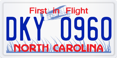 NC license plate DKY0960