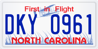 NC license plate DKY0961