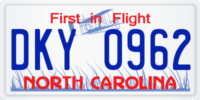 NC license plate DKY0962