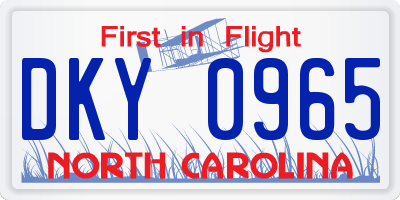 NC license plate DKY0965