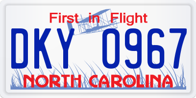 NC license plate DKY0967