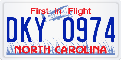 NC license plate DKY0974