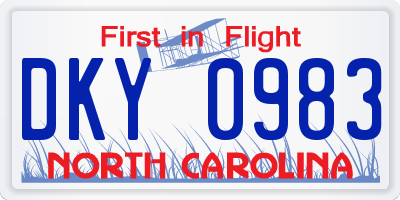 NC license plate DKY0983