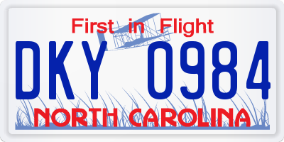 NC license plate DKY0984