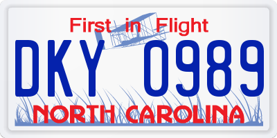 NC license plate DKY0989