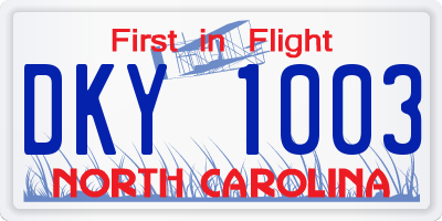 NC license plate DKY1003