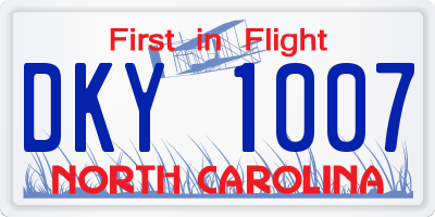 NC license plate DKY1007