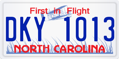 NC license plate DKY1013
