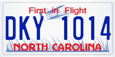 NC license plate DKY1014