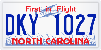 NC license plate DKY1027