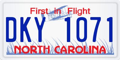 NC license plate DKY1071