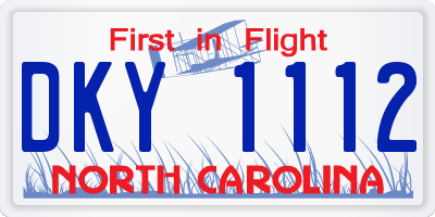 NC license plate DKY1112