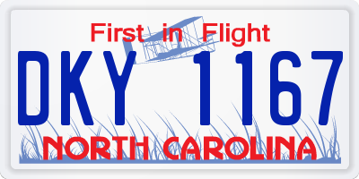 NC license plate DKY1167