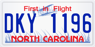 NC license plate DKY1196