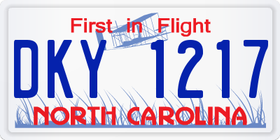 NC license plate DKY1217