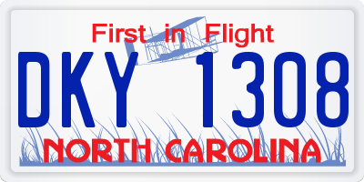 NC license plate DKY1308